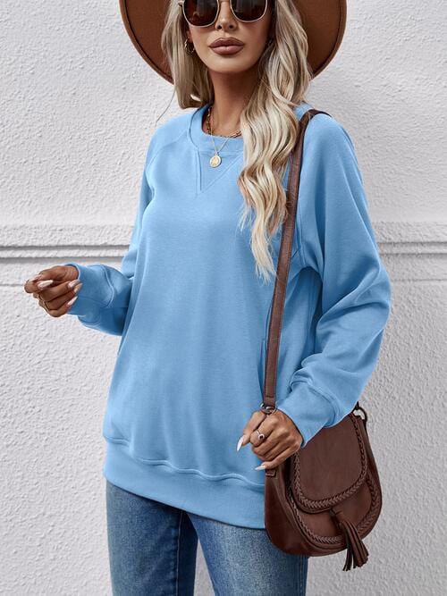 Gray Round Neck Long Sleeve Sweatshirt