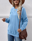 Gray Round Neck Long Sleeve Sweatshirt