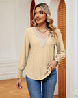 Light Gray Contrast Flounce Sleeve Blouse