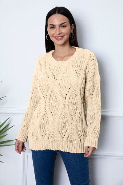 Light Gray Round Neck Dropped Shoulder Sweater