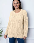 Light Gray Round Neck Dropped Shoulder Sweater