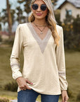 Gray V-Neck Long Sleeve T-Shirt