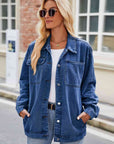 Gray Button Up Denim Jacket with Pockets