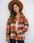 Light Gray Plaid Button Up Collared Neck Jacket