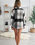 Gray Plaid Button Up Dropped Shoulder Jacket