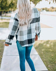 Light Gray Plaid Button Up Dropped Shoulder Jacket