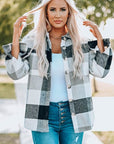 Gray Plaid Button Up Dropped Shoulder Jacket