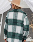 Gray Plaid Button Up Dropped Shoulder Jacket