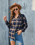 Dark Gray Plaid Button Up Pocketed Shirt