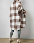 Gray Plaid Collared Neck Button Down Coat