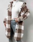 Gray Plaid Collared Neck Button Down Coat