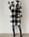 Gray Plaid Collared Neck Button Down Coat