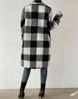 Gray Plaid Collared Neck Button Down Coat