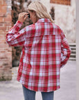 Gray Plaid Dropped Shoulder Longline Shirt