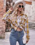 Rosy Brown Plaid Dropped Shoulder Longline Shirt