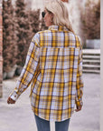 Gray Plaid Dropped Shoulder Longline Shirt