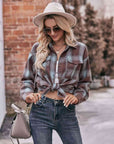 Dim Gray Plaid Dropped Shoulder Longline Shirt