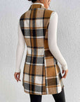 Light Gray Plaid Lapel Collar Vest