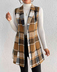 Light Gray Plaid Lapel Collar Vest