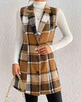 Gray Plaid Lapel Collar Vest