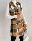 Gray Plaid Lapel Collar Vest