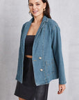 Gray Pocketed Button Up Denim Jacket