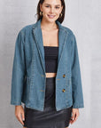 Gray Pocketed Button Up Denim Jacket