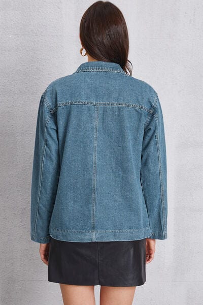 Gray Pocketed Button Up Denim Jacket