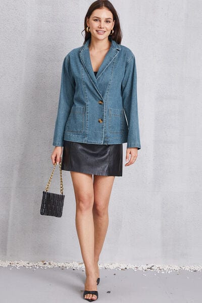 Gray Pocketed Button Up Denim Jacket