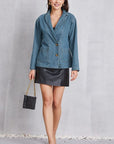 Gray Pocketed Button Up Denim Jacket