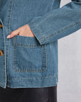 Dim Gray Pocketed Button Up Denim Jacket