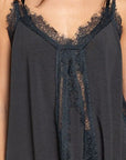 Dark Slate Gray POL Lace Detail V-Neck Cami