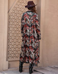 Rosy Brown Printed Open Front Long Sleeve Outerwear