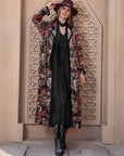 Rosy Brown Printed Open Front Long Sleeve Outerwear