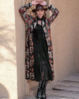 Rosy Brown Printed Open Front Long Sleeve Outerwear