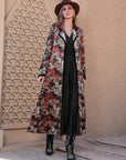 Rosy Brown Printed Open Front Long Sleeve Outerwear