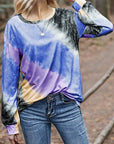 Light Slate Gray Printed Round Neck Long Sleeve T-Shirt