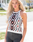 Light Gray Printed Sleeveless Knit Top