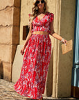 Sienna Printed Tie Back Cropped Top and Maxi Skirt Set