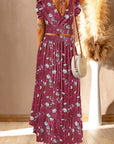 Rosy Brown Printed Tie Back Cropped Top and Maxi Skirt Set