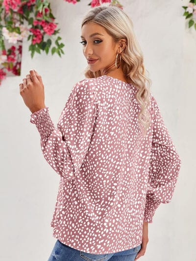 Thistle Printed V-Neck Lantern Sleeve Blouse