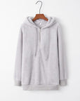 Lavender Quarter-Zip Drawstring Teddy Hoodie