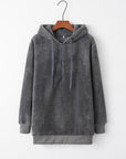 Lavender Quarter-Zip Drawstring Teddy Hoodie