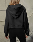 Dark Slate Gray Raglan Sleeve Zip-Up Hoodie with Pocket