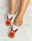 Light Gray Melody Rudolph Print Plush Slide Slippers