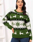 Antique White Reindeer Round Neck Sweater