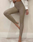 Gray Ribbed Mid Waist Leggings