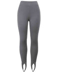 Dim Gray Ribbed Mid Waist Leggings