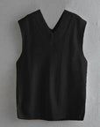 Dark Gray Ribbed V-Neck Sleeveless Sweater Vest