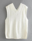 Light Gray Ribbed V-Neck Sleeveless Sweater Vest